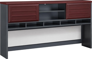 English Elm Pursuit Wall Hutch with Open Cubbies Sliding Doors and Pin Board for Home Office B2733P444605