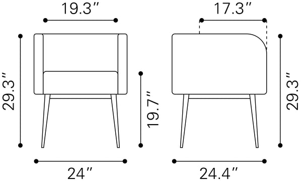 Horbat Dining Chair Brown 109945 Zuo Modern