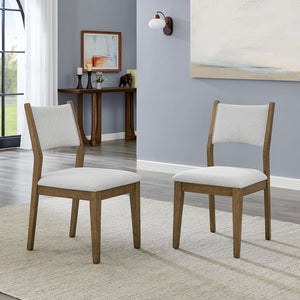 English Elm Dafne Mid-century Dining Side Chairs with Walnut Oak Frame and Padded Gray Seat B2749P413312