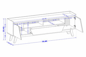 English Elm Marcus 71" TV Stand with Soft-Close Doors, Cable Management, Solid Pine Legs, 70" TV Ready Brown+Beige Gray B365P397914