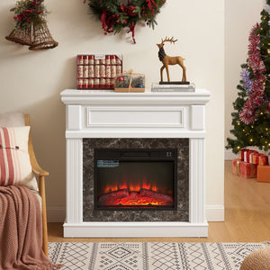 English Elm Only Mantel White 41.34"W x 14"D x 40"H — Smooth 3D-Design Mantel with Realistic Flame Effects, Classic Style W2275P389685