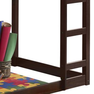 English Elm Espresso Twin Loft Bed Ladder Included — Space-Saving Wood Frame, Guardrail Safety, Durable Comfort B062P181274
