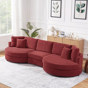 English Elm Christopher Knight Home® - 3-seater Curved Chenille Sofa with Plush 7.5" Seat Cushions and Two Pillows for Stylish Living Red N763S000020J