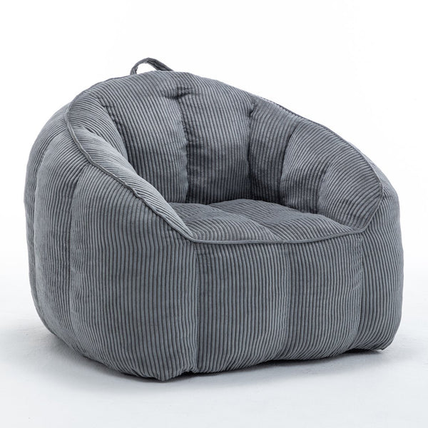 English Elm Giant Corduroy Bean Bag with Armrests Shredded Foam Lounge Chair for Living Room Dark Gray W2200P442623