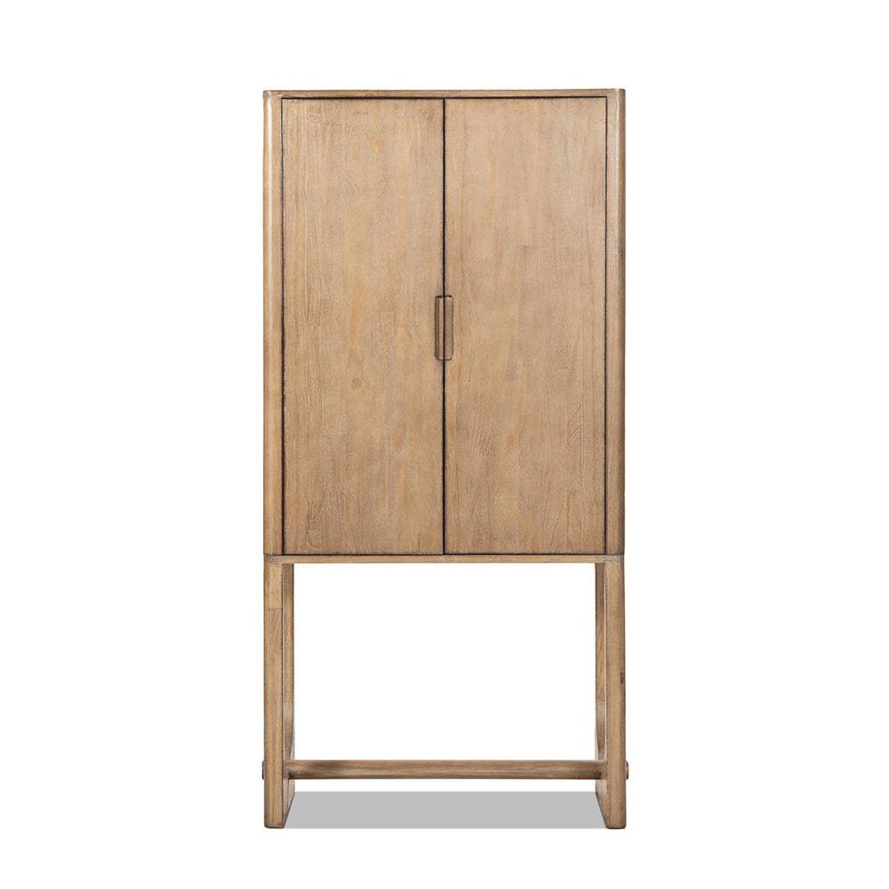 English Elm Nolan Tall Reclaimed Pine Bar Cabinet with Wine Storage for Dining or Living Rooms B2719P485501