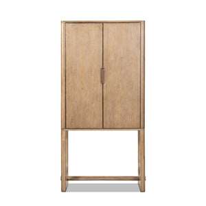 English Elm Nolan Tall Reclaimed Pine Bar Cabinet with Wine Storage for Dining or Living Rooms B2719P485501