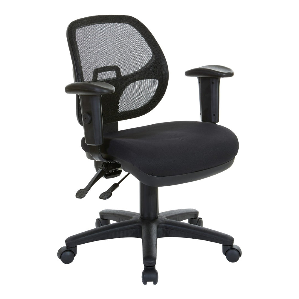 OSP Home Furnishings Ergonomic Armless Mesh Task Chair with Lumbar Support and Pneumatic Height Adjustment Coal 29024-30