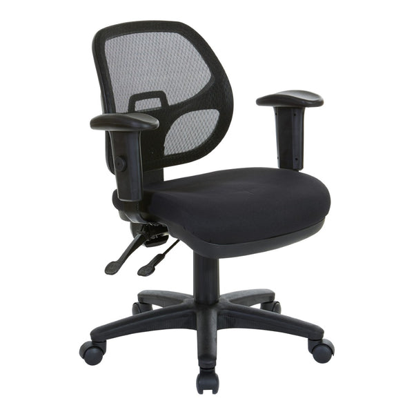 OSP Home Furnishings Ergonomic Armless Mesh Task Chair with Lumbar Support and Pneumatic Height Adjustment Coal 29024-30