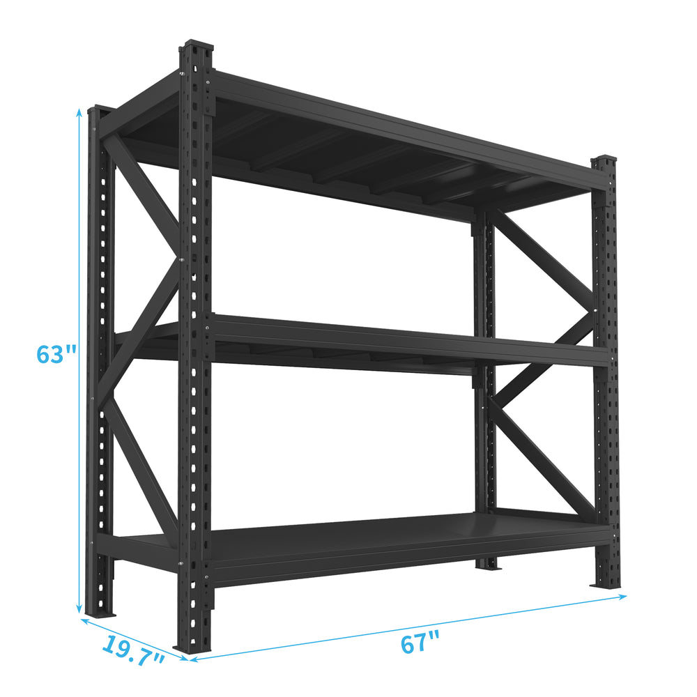 English Elm 3-tier Heavy Duty Industrial Steel Shelving Unit for Garage Warehouse Storage W1831P245637