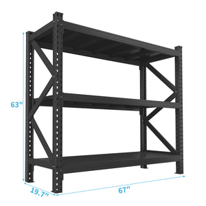 English Elm 3-tier Heavy Duty Industrial Steel Shelving Unit for Garage Warehouse Storage W1831P245637