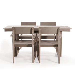 English Elm 5-Piece Hdpe Outdoor Dining Set For 4 – Stylish, Weather-Resistant Dining Table With Umbrella Hole & Ergonomic Chairs W3566S00017