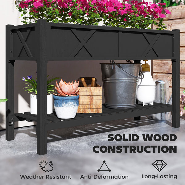 English Elm Outdoor Raised Planter Box with Drainage Reservoir for Herbs Vegetables Balcony T3971P422280