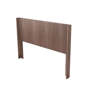 English Elm Wood Fluted Wingback Queen Headboard Walnut Finish Modern Farmhouse Wall Mounted W3520P383457