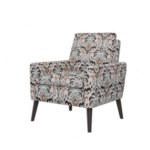 English Elm Enna Damask Upholstered Accent Chair with Solid Wood Legs for Living Room B127P409852