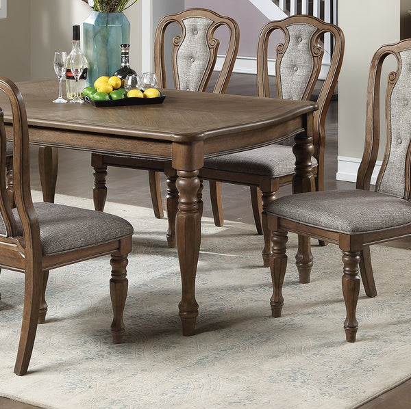 English Elm Transitional Two-tone Rectangular Dining Table Seats Six with Carved Leg Detail Oak B011P222857