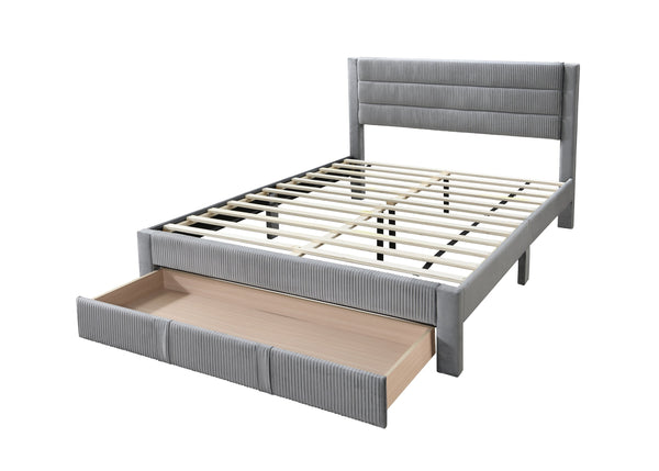 English Elm Luxury Corduroy Platform Bed with Storage Drawer and Channel Tufted Headboard B011P418590