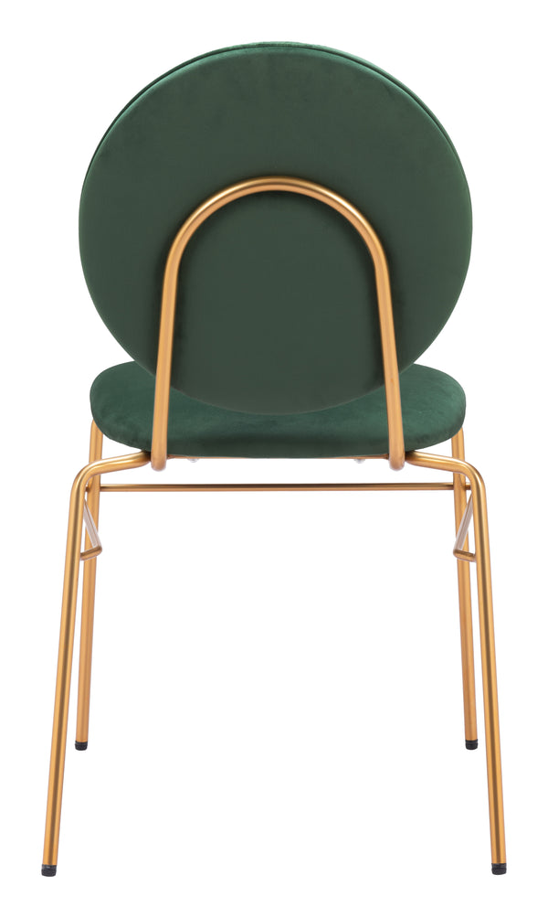 Odessa Dining Chair - Set of 2 Green & Gold 109804 Zuo Modern