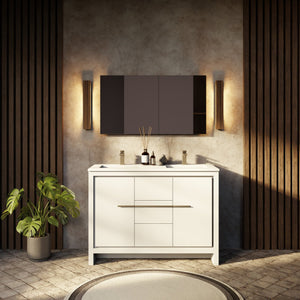 English Elm Rustic Acacia Wood Bath Vanity with Cultured Marble Top and Rose Gold Faucet B2731P259428