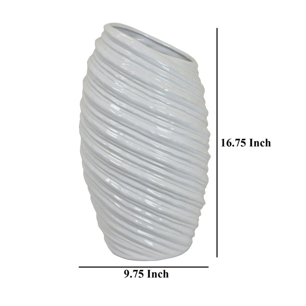 English Elm Avery Sculptural Ceramic Vase with Spiral Ribbed Texture for Modern Home Decor B056P416936