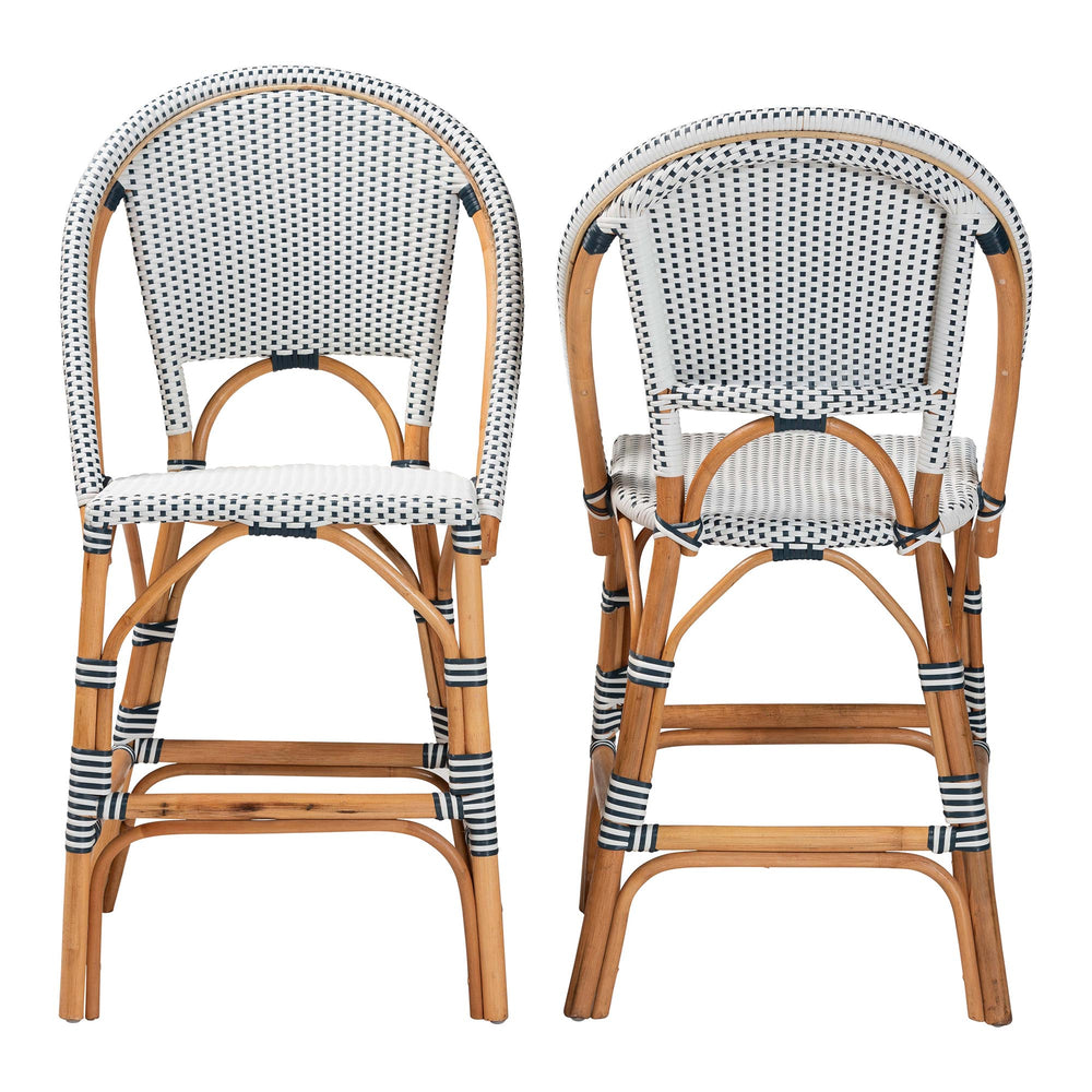 English Elm Classic Rattan and Woven Bistro Counter Stools Set of Two for Kitchen or Breakfast Nook B2750P467795