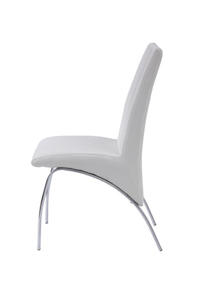 English Elm Pervis White PU Leather Side Chair Set of 2 — Chrome Curved Legs, Padded High Back, Modern Dining Elegance B2726P338124