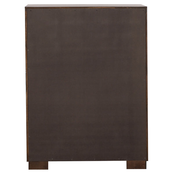 English Elm Polk Queen Bedroom Set with Led Bookcase Headboard and Cappuccino Engineered Wood B062S01572