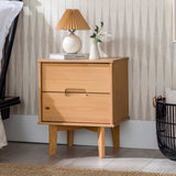 English Elm Walker Edison - Mid-Century Modern Solid Wood 2-Drawer Nightstand – Natural Pine