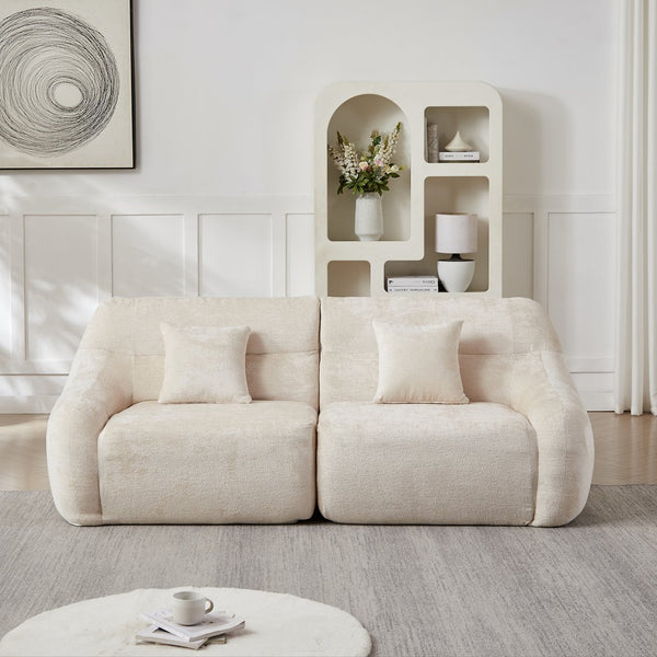 English Elm [video]123.2 Inch Chenille Modular Sectional Sofa Four Seat Cloud Cushion Living Room Beige W3505S00060