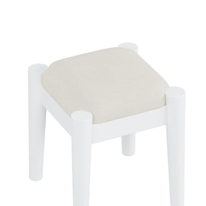 English Elm 39" Retro Bohemian Makeup Vanity Set with Rattan Drawers, USB Charging Port, Cushioned Stool, 4-Drawer Storage White 44.1 L x 18.75 W x 10.5 H N733P180011K