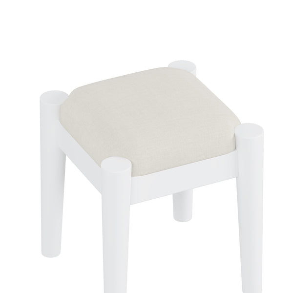 English Elm 39" Retro Bohemian Makeup Vanity Set with Rattan Drawers, USB Charging Port, Cushioned Stool, 4-Drawer Storage White 44.1 L x 18.75 W x 10.5 H N733P180011K