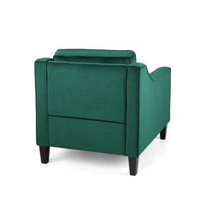 English Elm Christopher Knight Home® - Green Velvet Upholstered Club Chair with Tapered Legs, Tonal Piping & Luxe Polyester Velvet Comfort N758P268293G