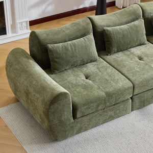 English Elm Modular Cloud Sectional Sofa Bed with Flannelette Upholstery for Flexible Living Green W1829S00075