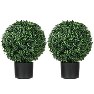 English Elm Homcom Set Of 2 20.5" Lifelike Boxwood Topiary Trees For Indoor/Outdoor Decor, Low Maintenance Greenery W2225P217289