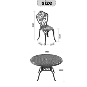 English Elm 5-Piece All-Weather Cast Aluminum Dining Set With Round Table & Black Frame For Outdoor Spaces W1710S00231