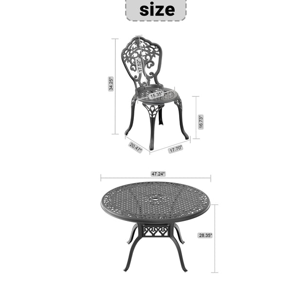 English Elm 7-Piece Durable All-Weather Cast Aluminum Dining Set With Black Frame For Stylish Outdoor Spaces W1710S00232