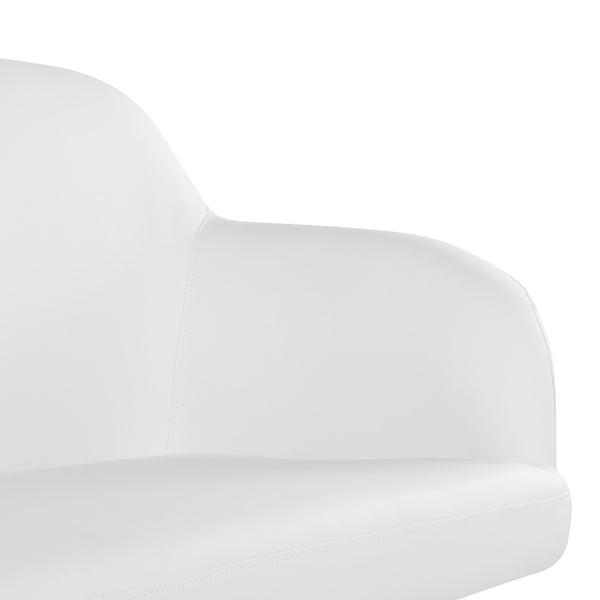English Elm High Back Faux Leather Two Seat Bench with Matte Steel Frame for Entryway or Bedroom B202P471364