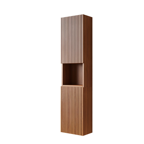 English Elm Mitch Tall Wall Mounted Bathroom Cabinet Oak Woodgrain Slim Storage with Shelves W2615S00520