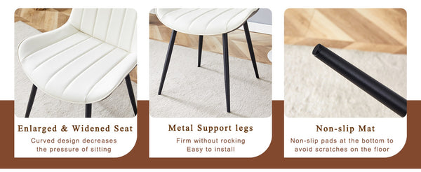 English Elm Table Modern Black Marble Mdf Dining Set With 4 Comfortable Pu Chairs - Stylish, Durable & Easy Care W1151S03404-GIGA