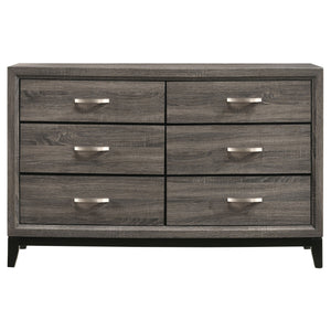 English Elm Carina 4-Piece Queen Panel Bedroom Set In Grey Oak & Black - Modern Chic Design With Storage Solutions B062S00903