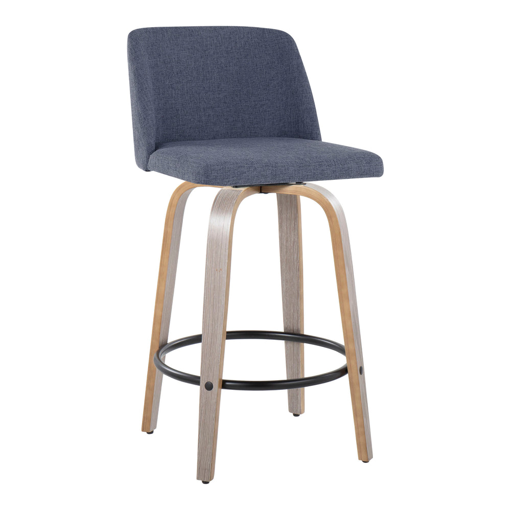English Elm Mid-century Modern Walnut Bentwood Counter Stools with Upholstered Seats Set of 2 B202S00397