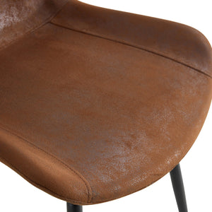 English Elm Table Set Oval Tempered Glass Top with Six Brown Fabric Chairs for Modern Dining W1151S04752