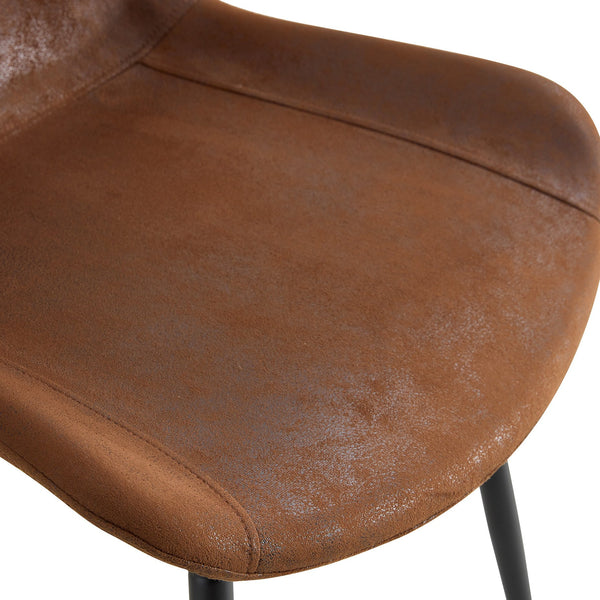English Elm Table Set Oval Tempered Glass Top with Six Brown Fabric Chairs for Modern Dining W1151S04752