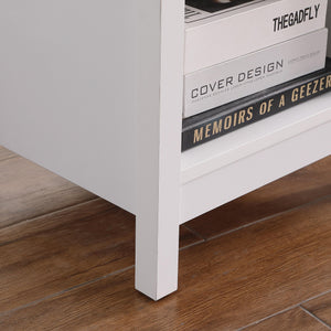 English Elm Nightstand with Drawer | 3-Tier Modern Bedside Table with Hidden Drawer, Open Shelves, Sturdy Build White 26 L x 17 W x 5.1 H W3151P345749