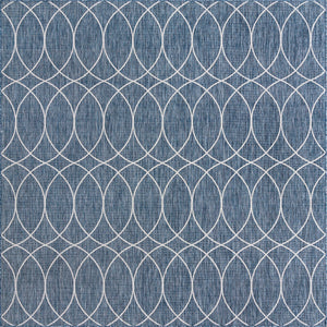 Unique Loom Outdoor Trellis Gitter Machine Made Trellis Rug Blue, Ivory 10' 0" x 10' 0"