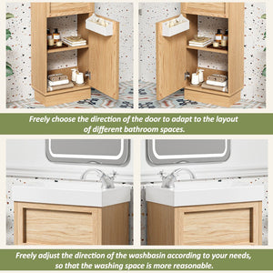 English Elm 15.75" Rustic Bathroom Vanity with Reversible Resin Sink, Soft-Close Door, Adjustable Shelf, Compact Elegance N729P285513N