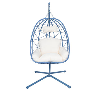 English Elm Hanging Egg Chair with Pe Wicker Stand Ergonomic Swing Seat for Patio or Bedroom T5880P497569