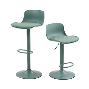 English Elm Bar Stools Set of 2 Adjustable Swivel Pu Leather Kitchen Island Seating with Back Mint Green W676P358684