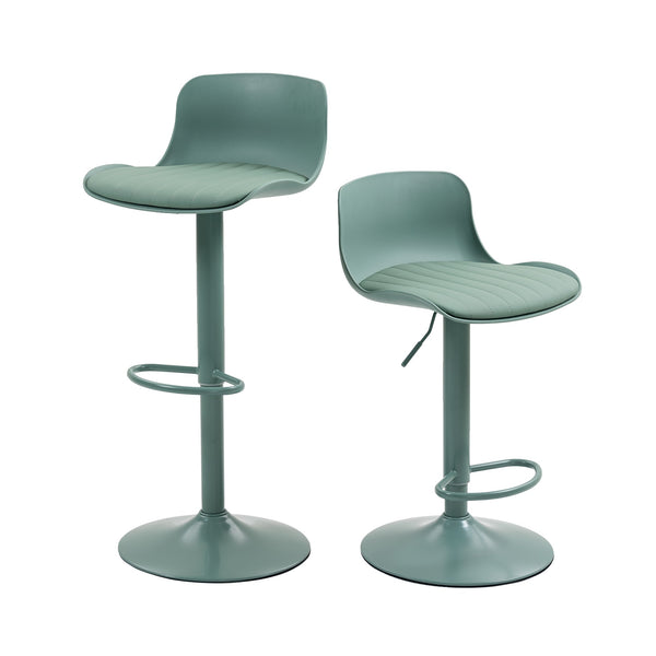 English Elm Bar Stools Set of 2 Adjustable Swivel Pu Leather Kitchen Island Seating with Back Mint Green W676P358684