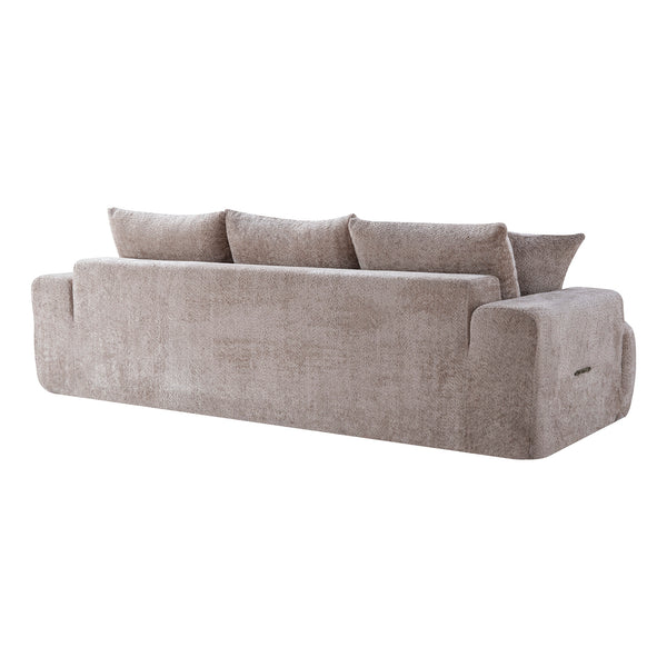English Elm 100" Oversized Curved Boucle Sectional Sofa Channel Tufted 3 Seat Modern Living Room Camel W5515P496938