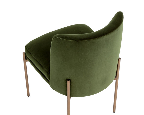 Sunpan Richie Dining Chair - Luxurious Forest Green Upholstery With Antique Brass Legs For Elegant Dining Green Fabric 111545